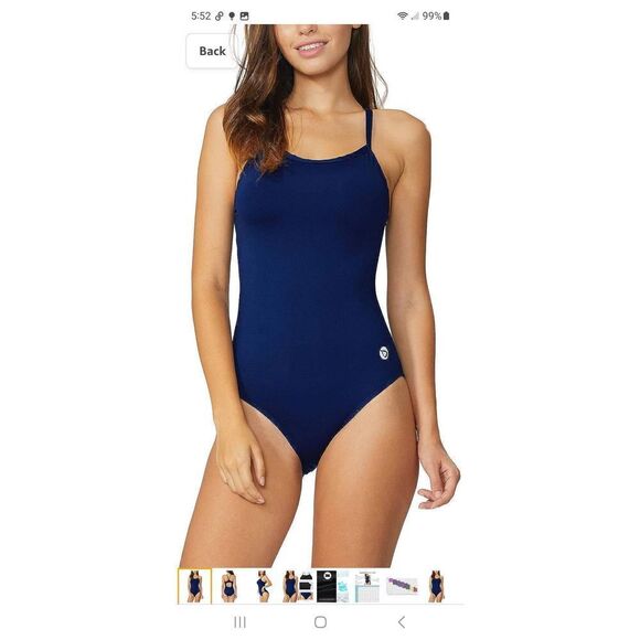 New Small 34 Baleaf Blue Racerback Athletic Training Bathing Suit Swimsuit NWT - Picture 1 of 7
